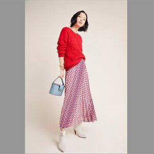 Anthropologie Maeve Hildi Pleated Midi Skirt NWT